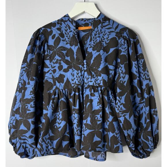 Tuckernuck Tops - Tuckernuck Oliphant Mandarin Balloon Sleeve Top Willow Blue Sz XXS Oversized